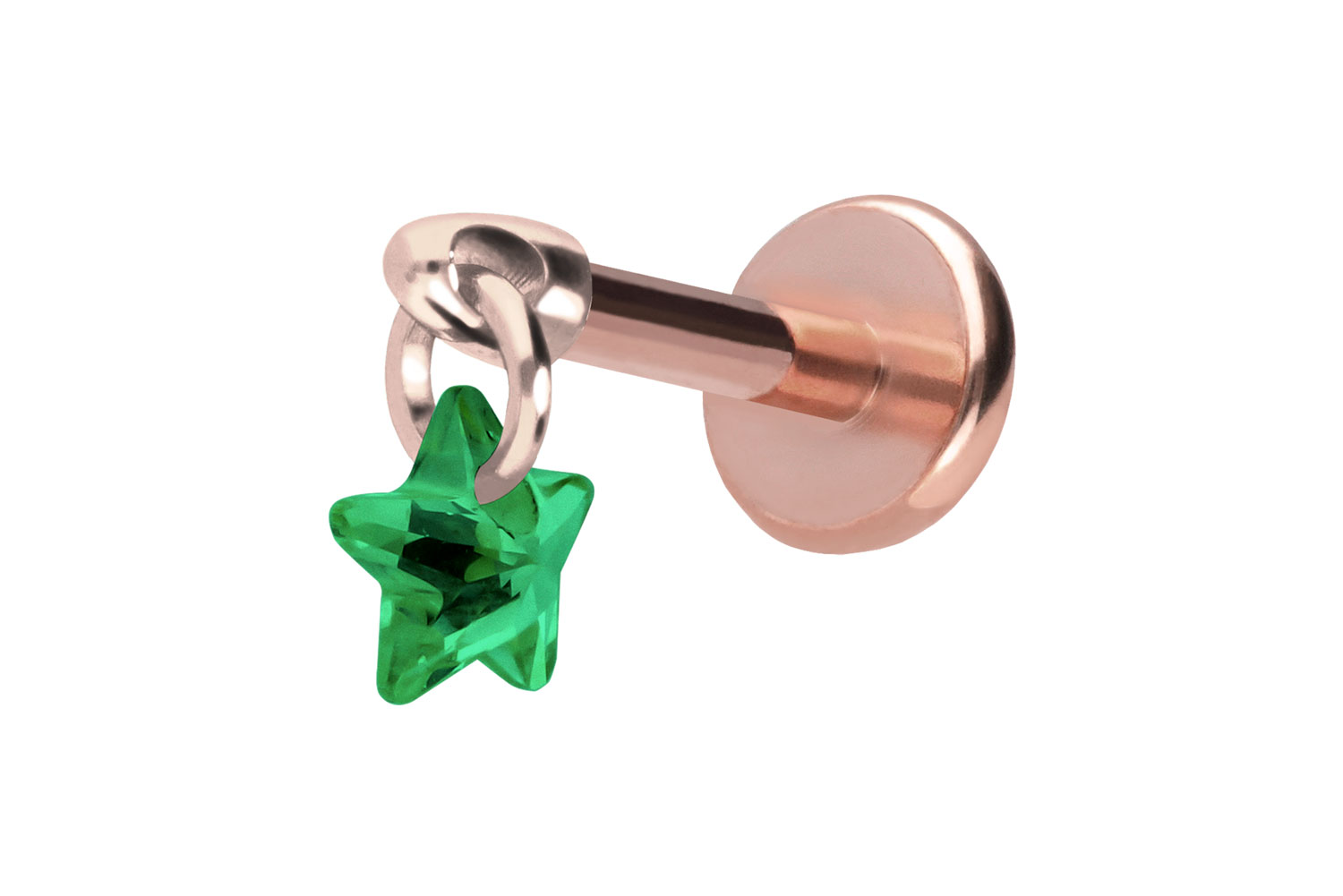 Titan Labret Piercing mit Push Fit KRISTALLSTERN